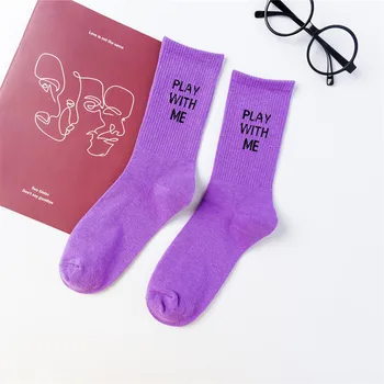 2022, Pamuk, slatka ženske čarape s буквенным po cijeloj površini Meias Klasicni Vez Duge šarene zabave čarape Amozae Za žene i djevojčice Boja čarapa