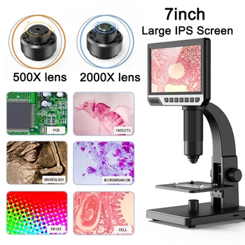 7-inčni Ekran Visoke Razlučivosti 2000X Digitalni Mikroskop 12-Megapikselna Kamera 1080p Video Biološka Stanica i Industrijska Lupa