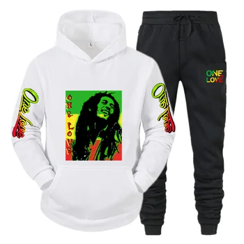 Bob Marley Харадзюку Zima toplo crno runo majica sa kapuljačom Moda dugih Rukava + Elastične Hlače Odijelo Sportski Casual muške vanjska odjeća 0