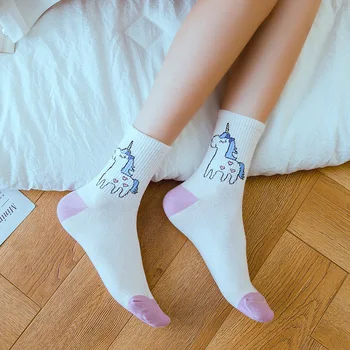 Novi japanski i korejski ženske zabavne čarape jednorog crtani elf popularni čarape Harajuku kawaii sretna djevojka ženske čarape