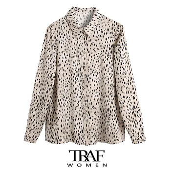 TRAF Za Ženska moda Bluze s po cijeloj površini životinja Berba ženske košulje na zakopčane dugi rukav Blusas Šik vrhovima