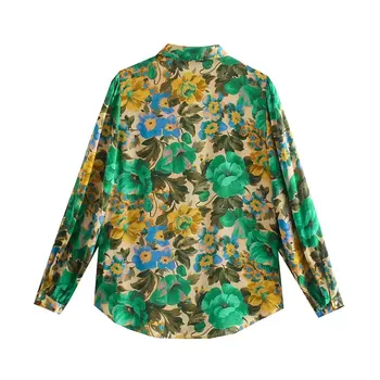 Za Ženske košulje 2021 Jesen moda Košulje s cvjetnim ispis Ženska Vintage dugi rukav na Ženske košulje zakopčane Blusas Šik vrhovima