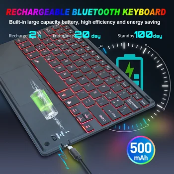 Zienstar Španjolski Буквенная Punjiva Bluetooth Tipkovnica s led pozadinskim osvjetljenjem i zaslona osjetljivog na dodir za tablet, Laptop Telefona