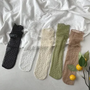 Čvrste mrežaste delikatna ženske čarape Ljetne tanke prozirne čarape za posade Japanska, Korejska moda Выдалбливают Slobodan duge čarape, Harajuku