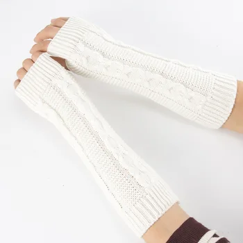 Ženske zimske debela 8-lik twist-uzorci, otvorene vunene rukavice bez prstiju na pola prsta, pletene tople rukavice za ruke, gospodo