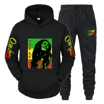 Bob Marley Харадзюку Zima toplo crno runo majica sa kapuljačom Moda dugih Rukava + Elastične Hlače Odijelo Sportski Casual muške vanjska odjeća 2