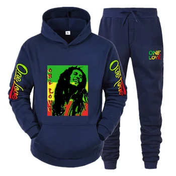 Bob Marley Харадзюку Zima toplo crno runo majica sa kapuljačom Moda dugih Rukava + Elastične Hlače Odijelo Sportski Casual muške vanjska odjeća 3