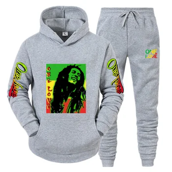 Bob Marley Харадзюку Zima toplo crno runo majica sa kapuljačom Moda dugih Rukava + Elastične Hlače Odijelo Sportski Casual muške vanjska odjeća 4